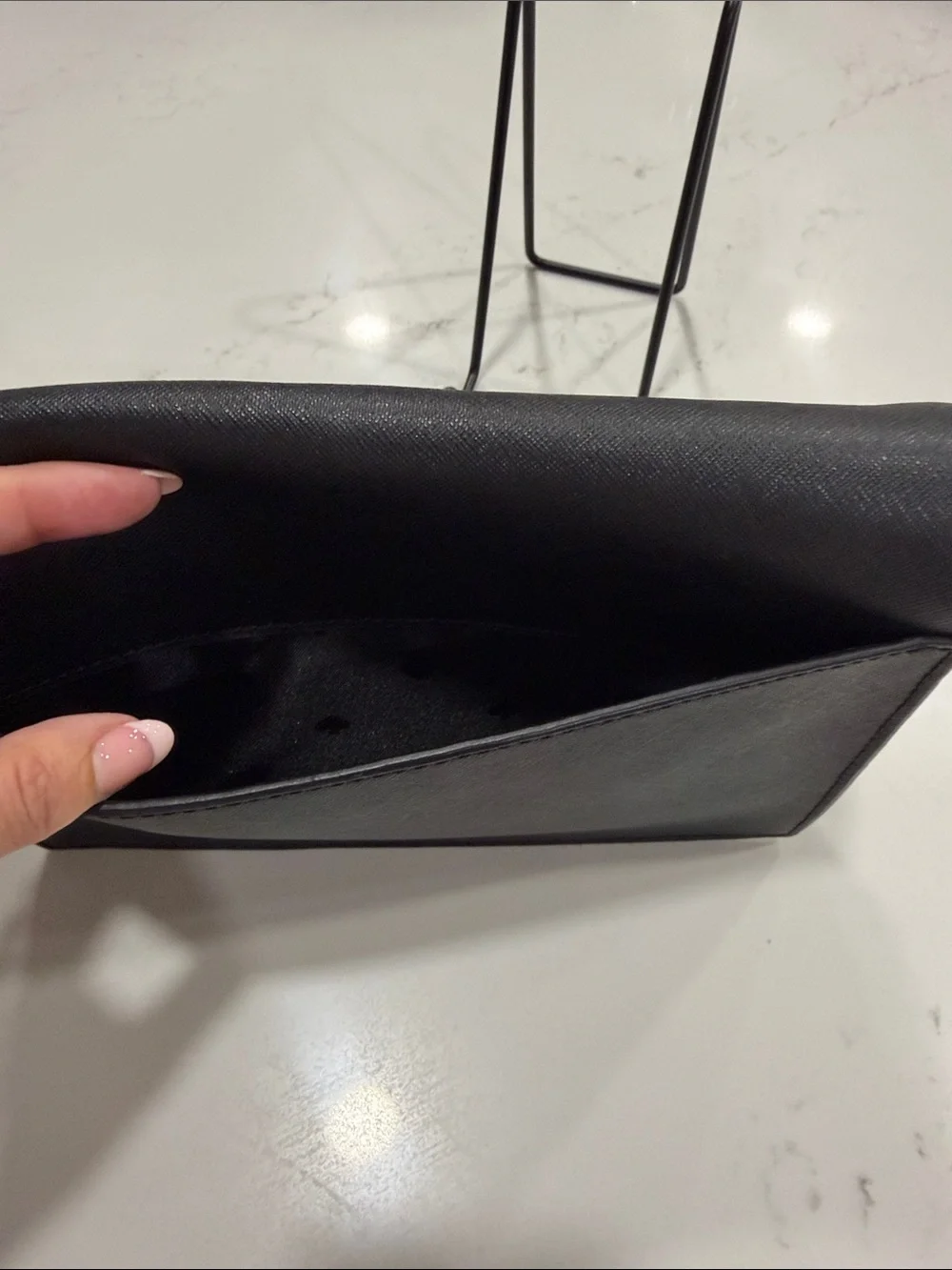kate spade Black Saffiano Crossbody Bag or over the shoulder Gold Chain